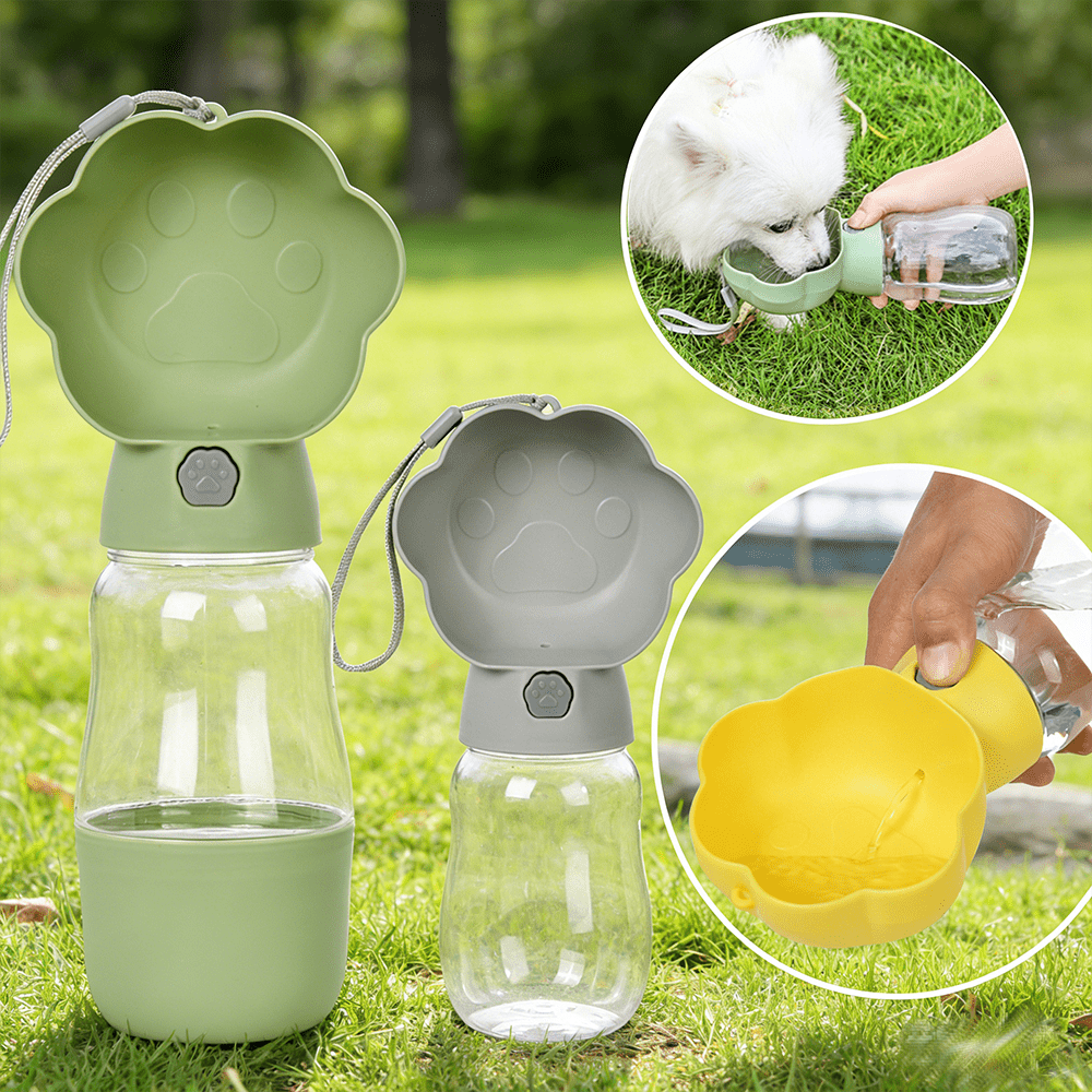 2 In 1 Portable Dog Water Bottle, Small Medium Dogs Cat Outdoor Leakproof Puppy Drinking Bowls ,Cute Paw Feeder Supplies, For Chihuahua French Bulldog