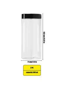 1-6Pcs Clear PET Storage Jars With Lids, 50-500ml Empty Plastic Makeup Containers And Organizer Jars - Black - View 8