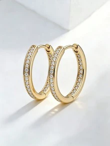 1 par de pendientes de plata de ley 925 con forma de lágrima en U, minimalistas y elegantes, adecuados para uso diario, fiestas y como regalo del Día de San Valentín - Pendientes de diamantes - Ver 4