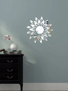27 Piece Set Of Fashion Glasses Decorative Mirrors, Sunflower Shaped Mirror Home Wall Stickers - Sun B - View 1
