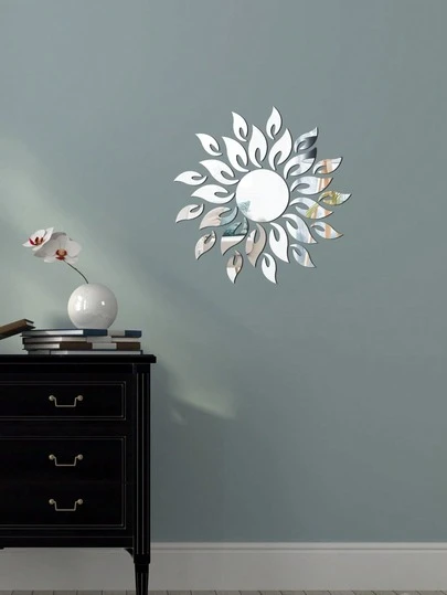 Juego de 27 piezas de gafas de moda y espejos decorativos, espejo con forma de girasol y pegatinas para pared del hogar