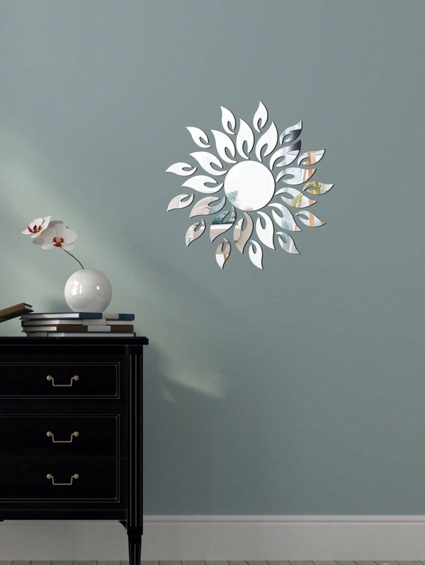 Juego de 27 piezas de gafas de moda y espejos decorativos, espejo con forma de girasol y pegatinas para pared del hogar