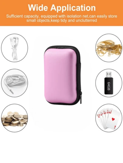 2pcs Data Cable Organizer Pouch & Playing Card Storage Box, 11.5 X 8 X 4 Cm, Protects Cards From Moisture And Dust, Suitable For Outdoor Activities (Random Color)