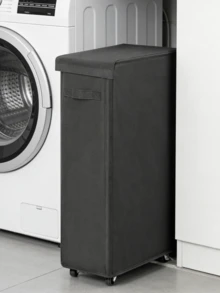 45L/60L/65L 可折叠洗衣篮带盖带轮 - 纤薄便携式脏衣篮，休闲风格带手柄，矩形收纳篮适用于各种房间类型 - 彩色 - 查看 1