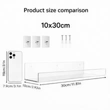 1/2/4pcs 4/7/12/15 Inch Transparent Acrylic U-Shaped Wall Mounted Storage Rack, No Drilling Required, Nail Polish Display Rack, Kitchen Spice Organizer - Multicolor - View 10