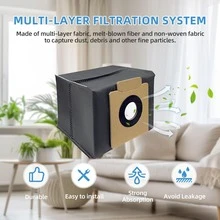 适用于 X8 Pro / X10 Pro Omni 的集尘袋，四层强力防护，3L 大容量，持久耐用，附带小型清洁刷 - 查看 3