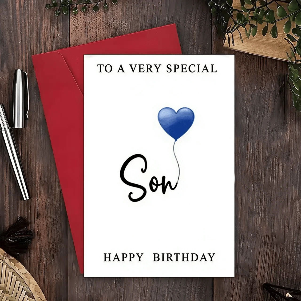 1pc Funny Birthday Card For My Son, To A Special Son With Blue Balloon Design For Son - One Size Fits All - View 1