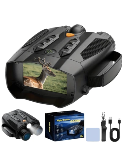 Ống nhòm nhìn đêm kỹ thuật số 10x 4K Ultra HD, màn hình độ phân giải cao 3 inch và đèn pin chiến thuật đáng tin cậy - Hoàn hảo cho các cuộc phiêu lưu ban đêm ngoài trời và quan sát động vật hoang dã, món quà tuyệt vời dành cho nam giới.