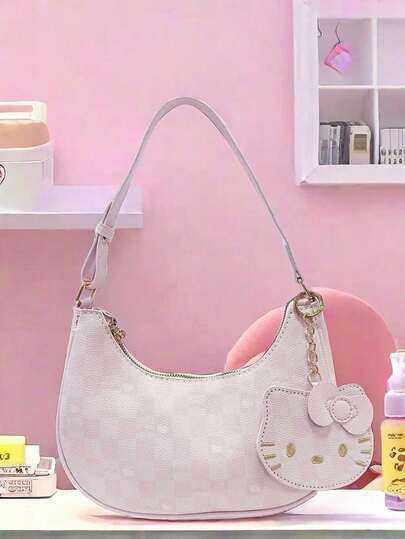 2025 New Cartoon Cat Sling Bag, Korean Design Crescent Shoulder Bag For Girls & Students