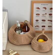 1pc/3pcs/6pcs Hanging Wall Vegetable & Fruit Basket, Bohemian Style Handwoven Linen Basket, Flower Pot Hanging Basket, Bird Nest Wall Hanging Mesh Bag, Handcrafted Wall Hanging Basket With Ring, Versatile Home Essential For Kitchen Storage, Decoration, Wall Decor, Living Room, Entryway, Housewarming & Birthday Gift - Multicolor - View 9