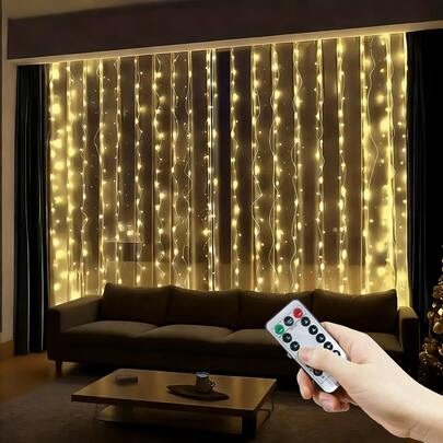 8种模式遥控仙女花环串灯，USB供电，适用于庭院、圣诞节、万圣节、生日派对、婚礼、浪漫氛围装饰，室内外均可使用，4种颜色可选
