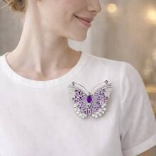 春日优雅蝴蝶胸针，高端精致时尚翻领别针，百搭服饰配饰 - 銀色 - 查看 5