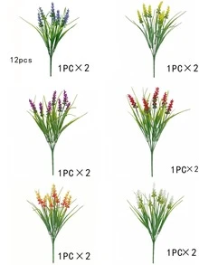 1/6支人造薰衣草花，仿真薰衣草植物，37厘米/14.57英寸，婚礼装饰，派对装饰，桌面摆件，卧室客厅装饰，花瓶填充物，家居装饰，情人节装饰，花园装饰，春季装饰，节日装饰 - 彩色 - 查看 10