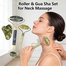 1/2/3/4件套玉石滚轮刮痧面部按摩工具，适用于面部和颈部，情人节和母亲节礼物，面部护理美容工具，美容师用品面部按摩滚轮 - 彩色 - 查看 8