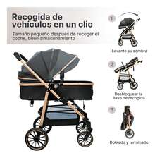 Cochecito De Bebé Convertible Con Modos De Dormir Y Sentarse - Negro - Ver 6