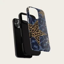 Leopard Print Star Phone Case, Retro Animal Pattern Phone Protective Cover Suitable For IPhone 17, 16e, 15, 14 Plus, 14 Pro, 13, 12, 11 Pro Max - Multicolor - View 3