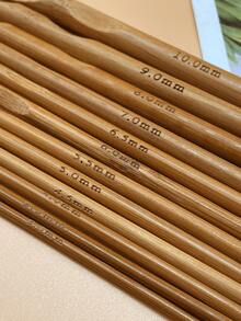 12pcs Natural Bamboo Crochet Hook Set, 3.0-10.0mm Assorted Sizes, Smooth Knitting Needles Suitable For DIY Crochet & Knitting, Ideal Gift For Beginners & Crochet Enthusiasts - Carbonized Small Beads - View 7