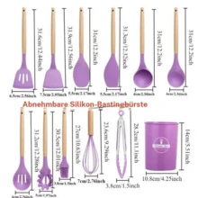 Silikon-Küchenutensilien-Set, 12-teiliges Antihaft-, hitzebeständiges Küchenutensilien-Set – für Zuhause, Esszimmer und Grillen - Grün - Übersicht 2