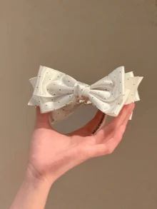 1pc Satin Polka Dot Bow Banana Hair Clip, Elegant Ponytail Holder, Versatile & Damage-Free Hair Accessory, Claw Clips, Accessories For Women - Multicolor - View 10