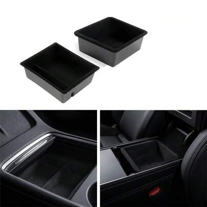 2PCS Highland/Model Y Juniper Center Console Organizer Tray Armrest Storage Box Hidden Drawer - Fit 2023-2025+ Model 3 Highland/Model Y Juniper 2025+