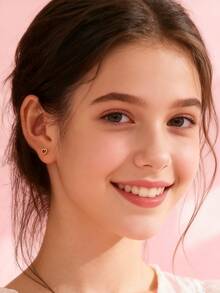 Artepollo 1 par de pendientes de botón de corazón rojo de plata de ley 925 hipoalergénicos, con caja de regalo, incrustados con circonita brillante, lindos y elegantes, adecuados para uso diario u ocasiones festivas, regalo para niñas, amigas, vuelta al colegio - Dorado - Ver 2