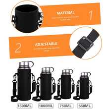 1个550-1500毫升运动水壶保温袋，带肩带和可调节水壶套，并绣有A-Z字母。 - 黑色 - 查看 8
