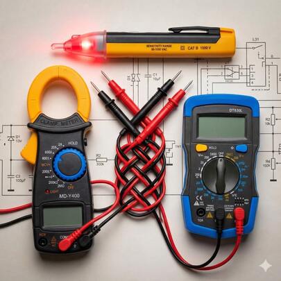 Kit Eletricista Multímetro Digital Alicate Amperímetro e Caneta Detector de Tensão