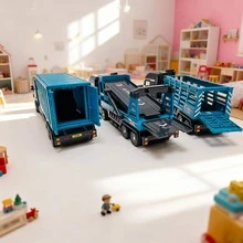 玩具，玩具车，儿童玩具车，儿童玩具车辆，卡车，卡车模型，惯性动力推拉，男孩游戏，男孩玩具，互动玩具，节日礼物，生日礼物，圣诞节，万圣节，拖车，集装箱卡车，运输车辆 - 彩色 - 查看 7