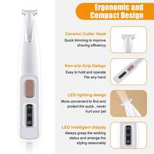 1个带LED灯的狗狗指甲磨甲器，超静音狗狗美容套装，含替换刀片，防水可充电宠物毛发修剪器，适用于小型犬猫的爪子、眼睛、耳朵、脸部和臀部，日常美容 - 彩色 - 查看 15