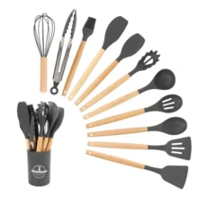 Silikon-Küchenutensilien-Set, 12-teiliges Antihaft-, hitzebeständiges Küchenutensilien-Set – für Zuhause, Esszimmer und Grillen - Grün - Übersicht 5