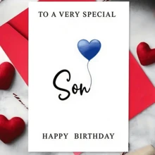 1pc Funny Birthday Card For My Son, To A Special Son With Blue Balloon Design For Son - One Size Fits All - View 5