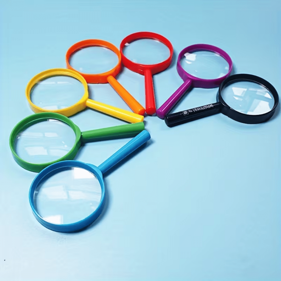 4pcs Plastic Handheld Magnifying Glass, Mini Magnifier For Science Class, Outdoor Observation, Party Fun Tool, Random Color