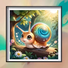 1件套全新卡通蜗牛主题钻石画套装，5D圆形水晶钻石马赛克DIY工艺品，适合制作手工礼品，装饰客厅、卧室，可用于宰牲节、父亲节、母亲节、婚礼、五一劳动节、复活节、圣诞节、情人节等场合，无框。 - 查看 3