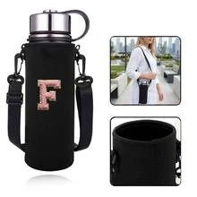 1 túi đựng bình nước thể thao giữ nhiệt 550-1500ml, kiểu đeo chéo, có dây đeo điều chỉnh được, kèm vỏ đựng bình nước thêu chữ A-Z. - màu đen - Xem 18