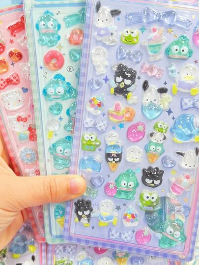 Crystal Stickers Transparent Stickers Multi-Color Dopamine Color Matching Handbook Material Notebook Mobile Phone Decorative Stickers