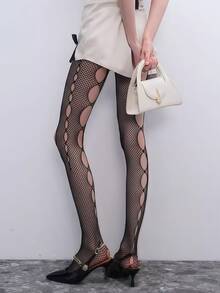 Hot Girl Pure Desire Black Stockings, Hollow Out Fishnet Stockings, Y2K Pantyhose - Multicolor - View 4