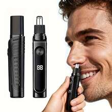 Electric Nose Hair Trimmer, USB Rechargeable Nose And Ear Hair Trimmer, Painless Men's Ear And Nose Trimmer, Portable Nose Hair Trimmer, Long Press Power On, LED Display Screen, Mini Compact Design, Fast Charging Through USB Interface - Black - View 12