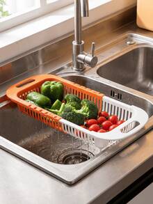 1pc Thick Rectangular Colander - Multipurpose Kitchen Strainer Basket For Washing Vegetables, Fruits And General Storage - L - View 2