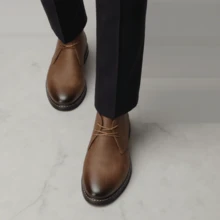 Men's Desert Boots, Classic Retro Derby Boots, Wear-Resistant Anti-Slip Casual Ankle Boots - Brown - View 4