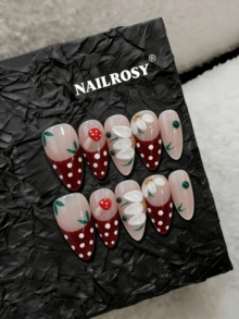NAILROSY 10 miếng dán móng tay hình hạnh nhân 3D chạm khắc nổi thủ công, cần thiết cho cô dâu trong lễ cưới, màu trắng tinh khiết, màu da, màu trong suốt, phù hợp cho sử dụng hàng ngày, sản phẩm mới mùa xuân 2026, chất lượng salon chuyên nghiệp, móng giả dán thủ công. - Nhiều màu - Xem 2
