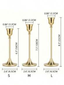3pcs/6pcs/12pcs Candle Holders, Single Long Stem Brass Plated Iron Candle Holders, For Centerpiece, Candlelight Dinner Photo Props, Dining Table Living Room Home Decor, Candles Not Included - Copper Candlestick - View 5