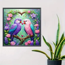 1件装全新5D钻石画套装，以心形花环中的鹦鹉为主题，DIY水晶钻石马赛克艺术品，适合作为手工礼品、客厅/卧室装饰，也适用于宰牲节、父亲节、母亲节、婚礼、劳动节、复活节、圣诞节、情人节等节日，无框。 - 查看 8