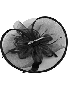 Floral Mesh Ribbon Decorated Headband And Hair Clips, Women's Tea Party And Event Headpiece - Black - View 4