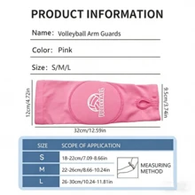 Set de 5 piezas para entrenamiento de voleibol, que incluye 1 par de mangas antideslizantes para los brazos, 1 par de rodilleras, 1 diadema, de material de esponja gruesa, unisex, de secado rápido y elástico, adecuado para entrenamiento de voleibol y entusiastas del deporte - Rosa - Ver 4