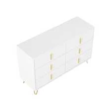 Elegant Sideboard With A Modern Design, Featuring Drawers And Ample Storage Space, Adorned With Gold Handles. - 白色 - 查看 7