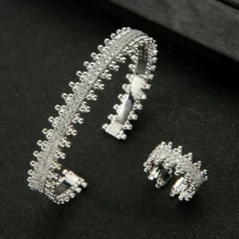 时尚优雅的立方氧化锆几何多元素手链套装（女士款） - 彩色 - 查看 2