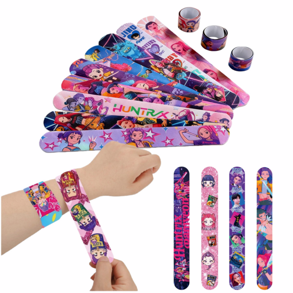 12pcs/Set Exorcist Hunter Team Slap Bracelet - Korean & Anime Themed PVC Quick Release Wristband, Fun Bouncy Design, Great Party Favor, Birthday Christmas Gift, Daily Accessory, Random Style & Packaging