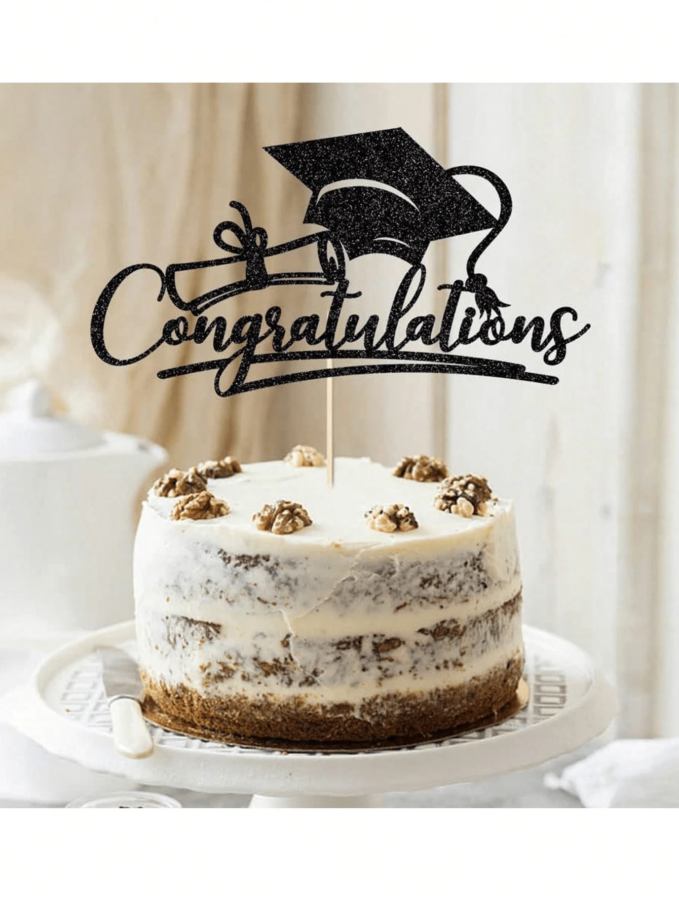 1 Peça Decoração de Topo de Bolo de Formatura 2026, Design de Boné e Pergaminho de Doutorado de Parabéns ao Formando, Adequado para Decoração de Celebração de Formatura, Suprimentos para Festa de Formatura, Decorações de Bolo - Vários estilos - Visão 1