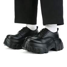 British Style Retro Casual Thick-Soled Height-Increasing Derby Shoes Men's Patent Leather High-End  Shoes Business Formal Leather Shoes - 951277pu黑色 - 查看 7