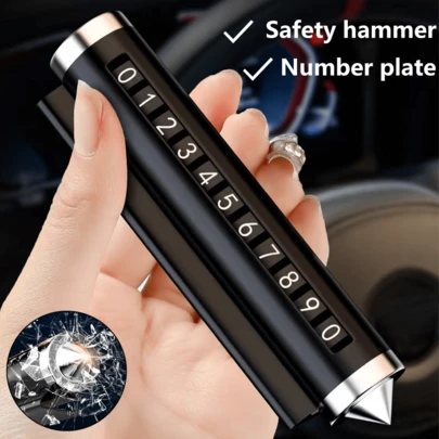 Martillo de 2 en 1, placa de matrícula de coche, martillo de rescate multifuncional para coche, martillo de escape y rompedor de ventanas